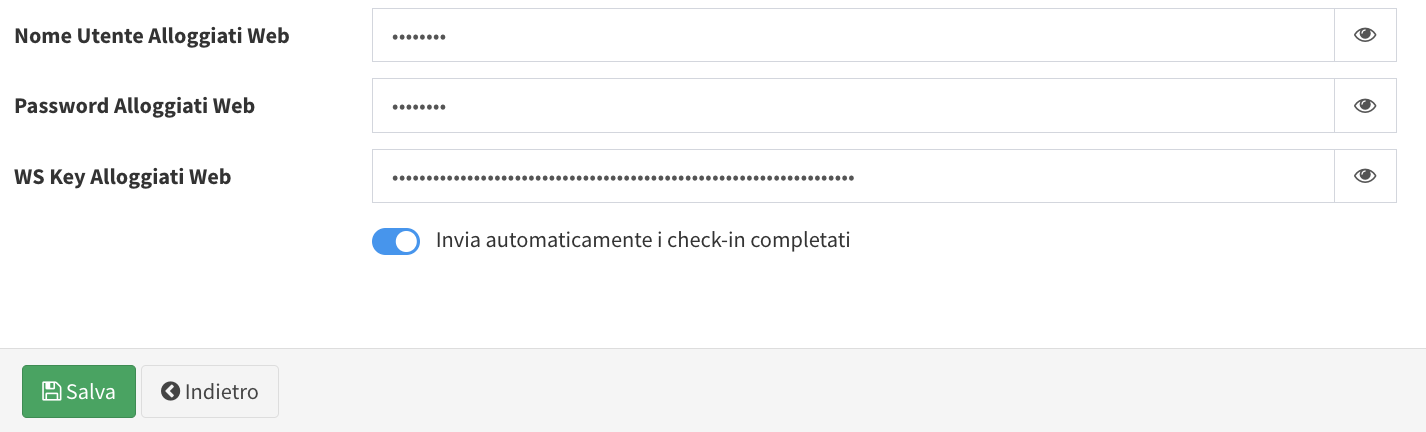 Set credenziali alloggiati web
