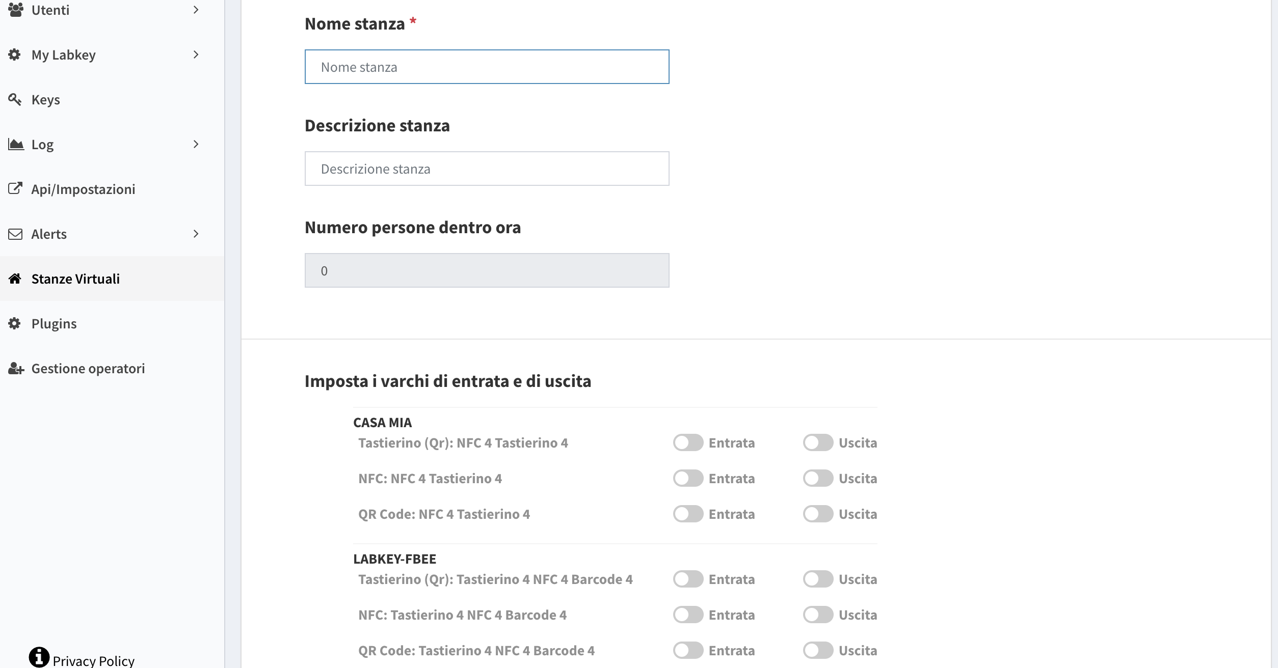 modifica stanze virtuali