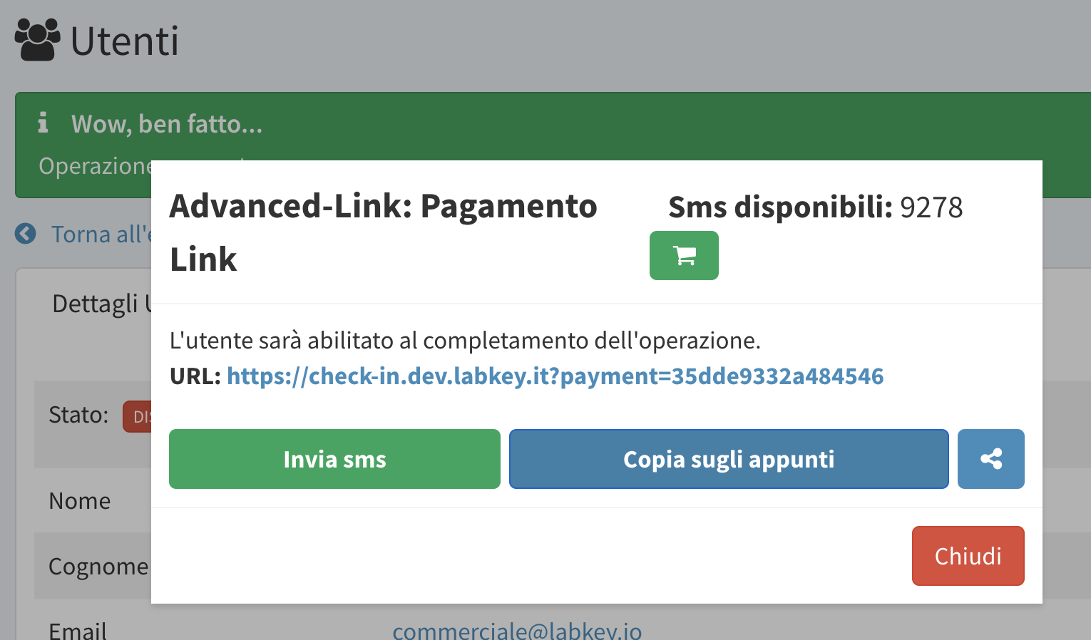Sharing the payment link