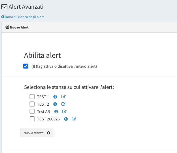 modifica modalità alert avanzati