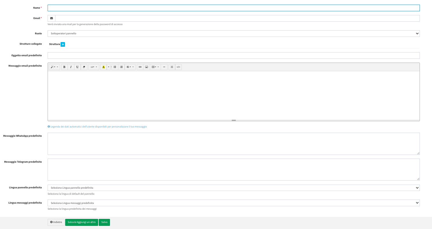 Configurazione Gestione Operatori